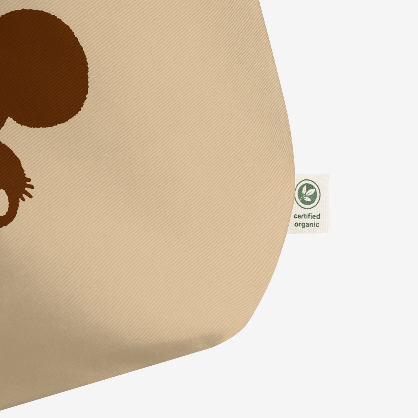Large eco tote bag with original Soviet cartoon character smiley minimalist Cheburashka on one side and Чебурашка logo on the other side. Details.