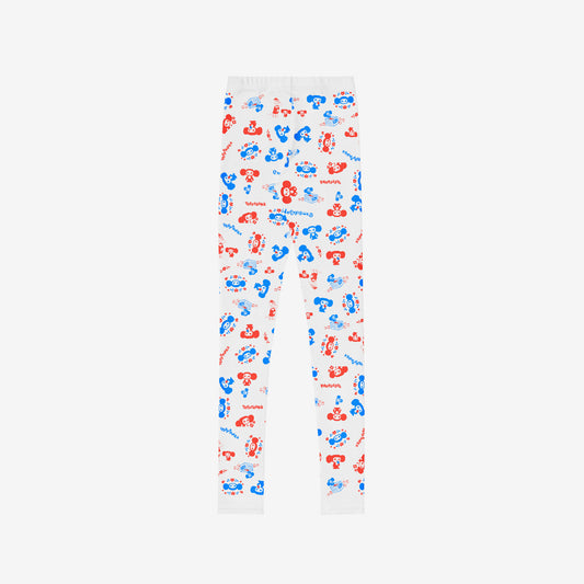 Original Soviet cartoon character all-over pattern white youth leggings. Back side.